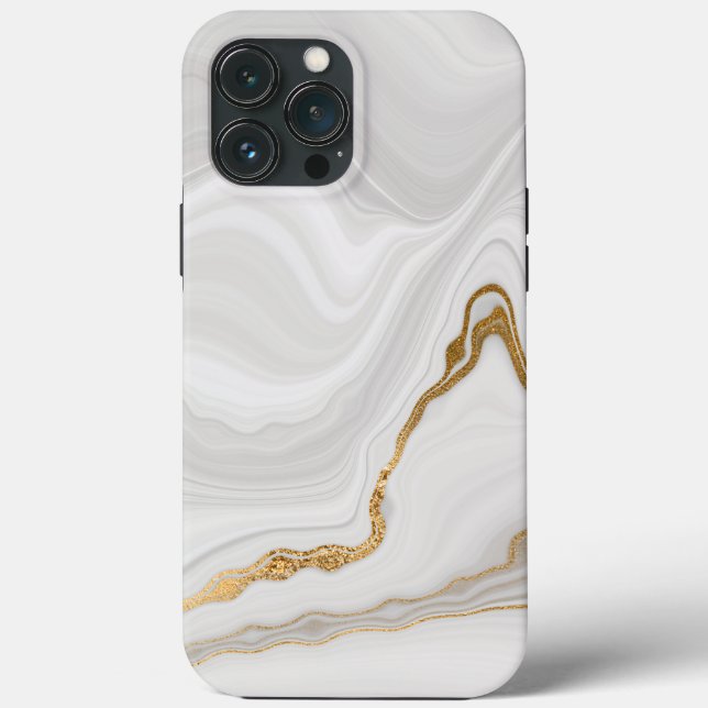 Funda De Case-Mate Para iPhone Mármol blanco y dorado elegante (Reverso )