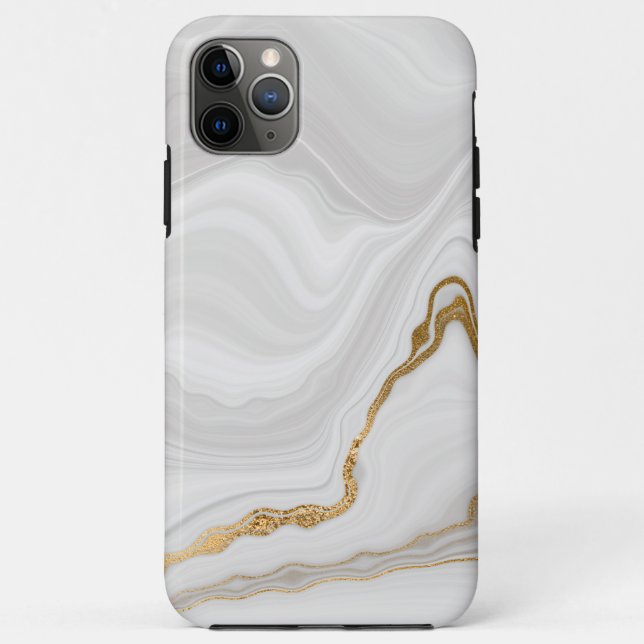 Funda De Case-Mate Para iPhone Mármol blanco y dorado elegante (Reverso)