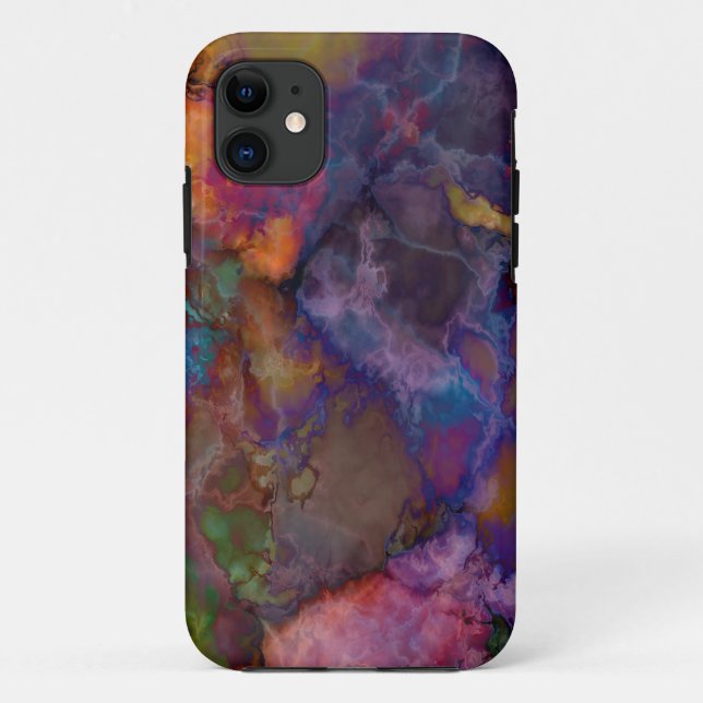 Funda De Case-Mate Para iPhone Mármol calcórito de pavo real (Reverso)