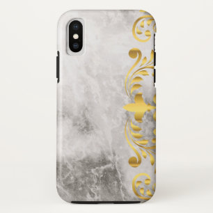 Funda Para iPhone X mármol con patrón floral dorado