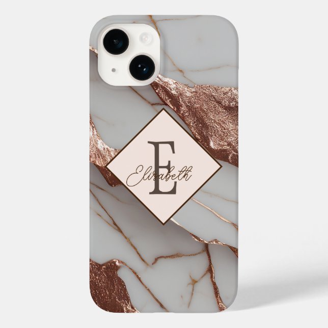Funda De Case-Mate Para iPhone Mármol de brillo de cobre de moda (Reverso )