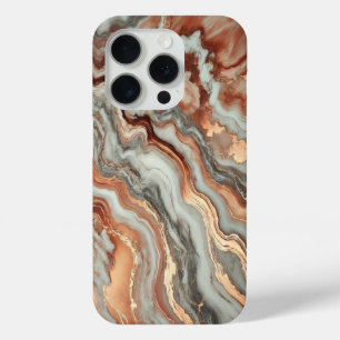 Funda Para iPhone 15 Pro Mármol de cobre con venas blancas y grises