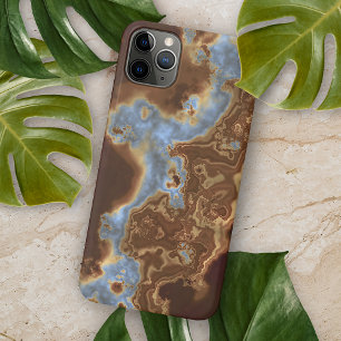 Funda Para iPhone 11 Pro Max Mármol de geoda azul gris beige marrón oscuro arte