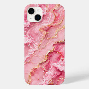 Funda Para iPhone 14 Plus De Case-Mate Mármol de Océano Rosa de Lujo con Venas de Oro