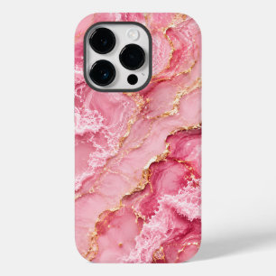 Funda Para iPhone 14 Pro De Case-Mate Mármol de Océano Rosa de Lujo con Venas Doradas