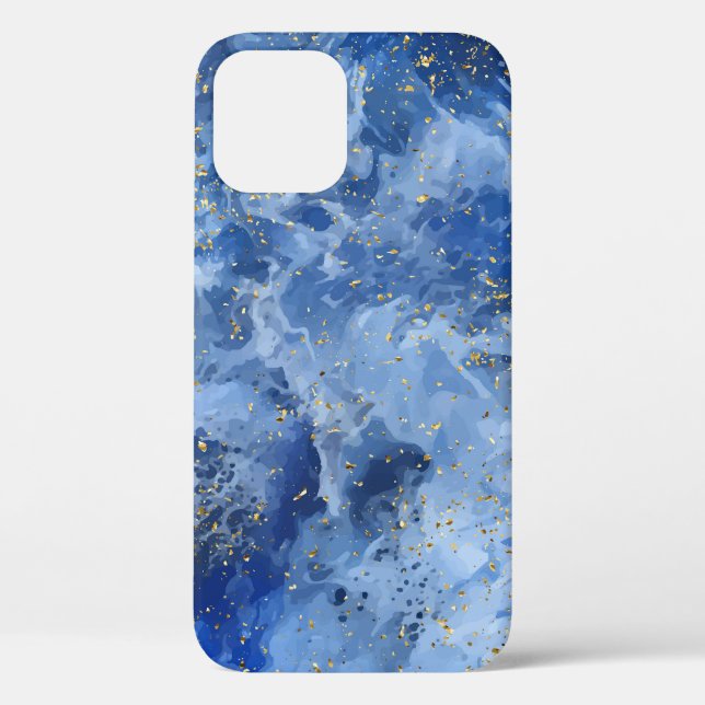 Funda De Case-Mate Para iPhone Mármol de oro azul: textura de lujo. (Reverso )