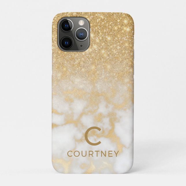 Funda De Case-Mate Para iPhone Mármol de oro moderno (Reverso)