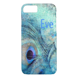 Funda Para iPhone 8/7 Mármol de plumas de pavo real azul verde azulado e