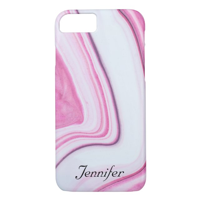 Funda De Case-Mate Para iPhone MÁRMOL DE ROSA BLANCA elegante AÑADIR TU NOMBRE (Reverso)