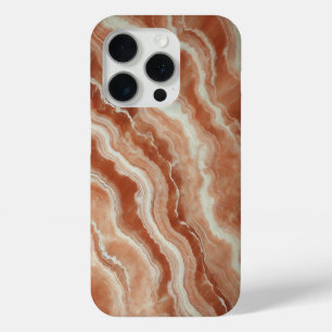 Funda Para iPhone 15 Pro Mármol de Terracota con Rachas de Crema