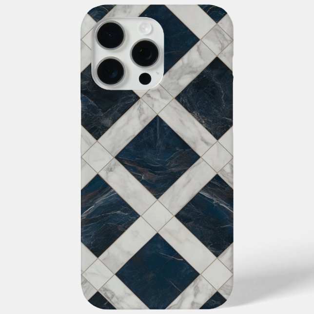 Funda De Case-Mate Para iPhone Mármol del patrón blanco azul (Reverso )