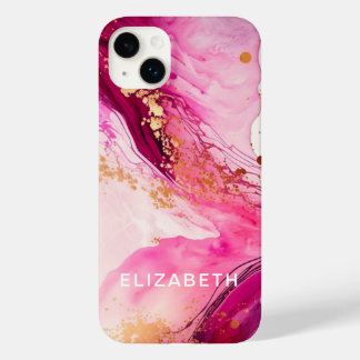 Funda Para iPhone 14 Plus De Case-Mate mármol dorado rosa brillo nombre personalizado 