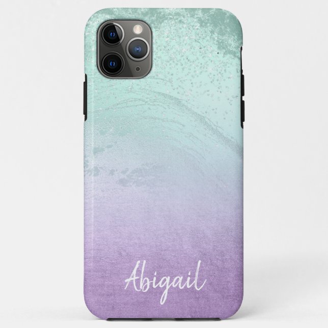 Funda De Case-Mate Para iPhone Mármol elegante, moderno, púrpura y purpurina de m (Reverso)