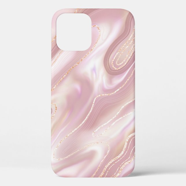 Funda De Case-Mate Para iPhone Mármol elegante: textura dorada rosa (Reverso )