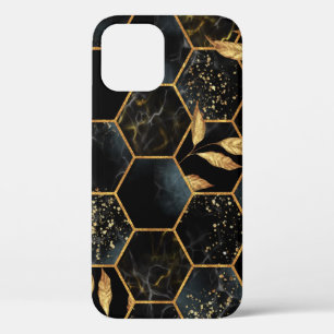 Funda Para iPhone 12 Mármol elegante y oro: Textura abstracta de hexágo