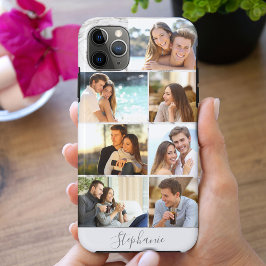 Funda Para iPhone 11 Pro Max Mármol gris Collage de fotos personalizado