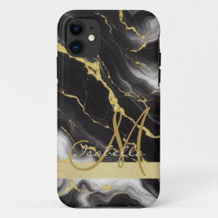 Funda Para iPhone 11 Mármol Minimalista de oro negro moderno personaliz