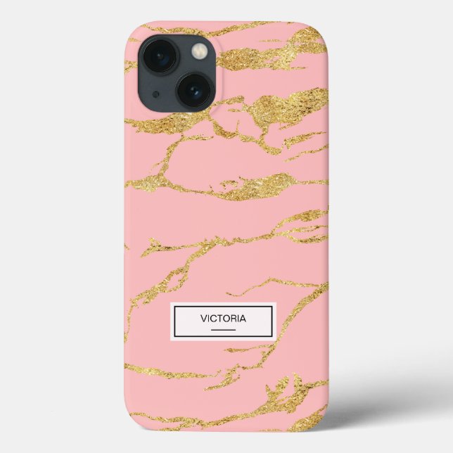 Funda De Case-Mate Para iPhone Mármol moderno con oro falso (Reverso)