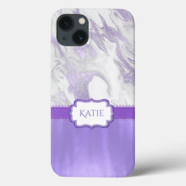 Funda Para iPhone 13 Mármol morado y blanco