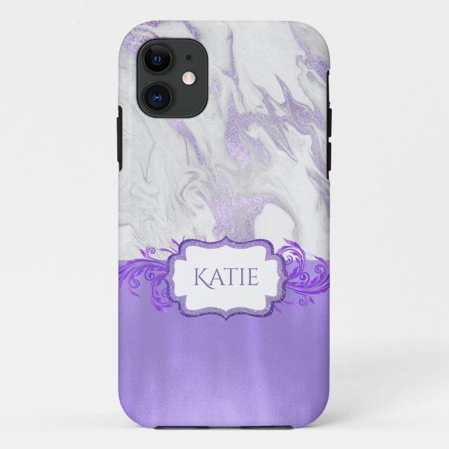 Funda De Case-Mate Para iPhone Mármol morado y blanco (Reverso)