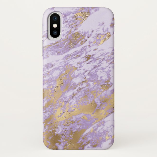 Funda De Case-Mate Para iPhone Mármol morado y dorado (Reverso)