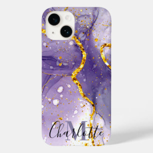 Funda Para iPhone 14 De Case-Mate Mármol morado y dorado