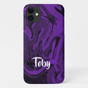 Funda Para iPhone 11 Mármol morado y negro pulido