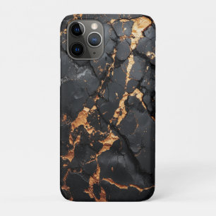 Funda Para iPhone 11 Pro Mármol Negro Elegante con Venas Doradas Arte Moder