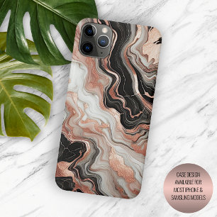 Funda Para iPhone 15 Pro Mármol Negro Gris Rosa Dorado Patrón de Arte