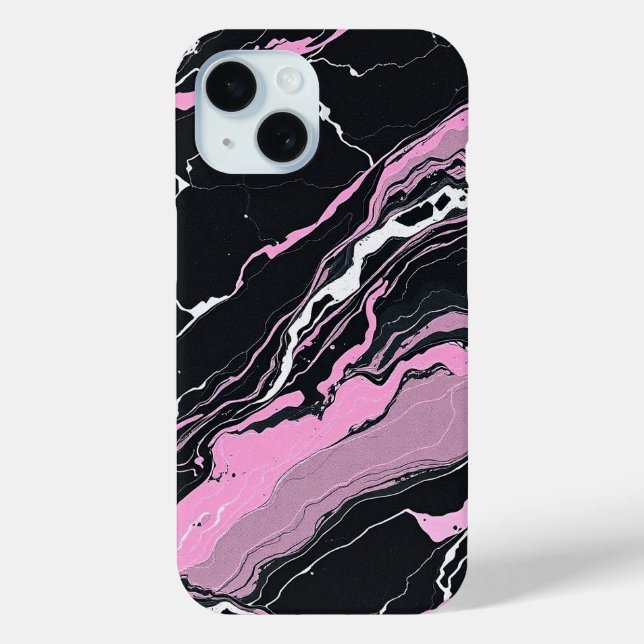 Funda De Case-Mate Para iPhone Mármol negro y rosa (Reverso )
