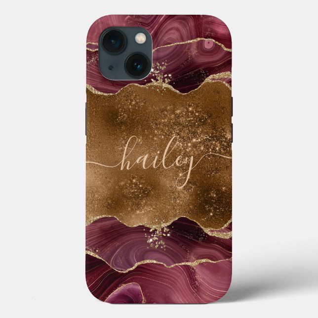 Funda De Case-Mate Para iPhone mármol purpurina de agre burgundy   (Reverso )