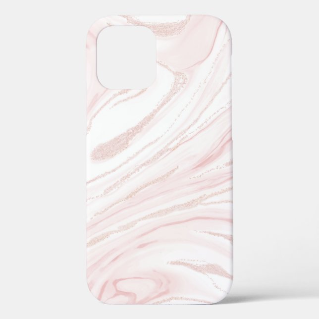 Funda De Case-Mate Para iPhone Mármol Purpurina rosado moderno (Reverso )