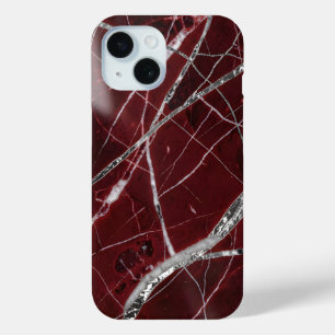 Funda Para iPhone 15 Mármol rojo lustroso de lujo