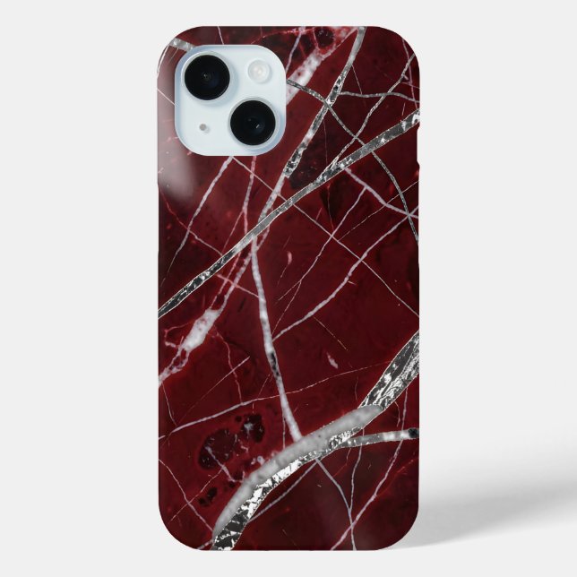 Funda De Case-Mate Para iPhone Mármol rojo lustroso de lujo (Reverso )