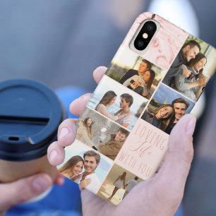 Funda Para iPhone X Mármol rosa 7 Collage de fotos - Amar la vida cont