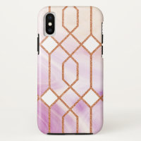 Mármol rosa geométrico de hierro de oro retro