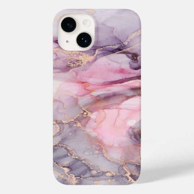 Funda De Case-Mate Para iPhone mármol rosa lindo gris (Reverso )