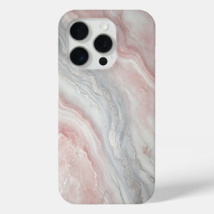 Funda Para iPhone 15 Pro Mármol rosa pálido con resaltados plateados