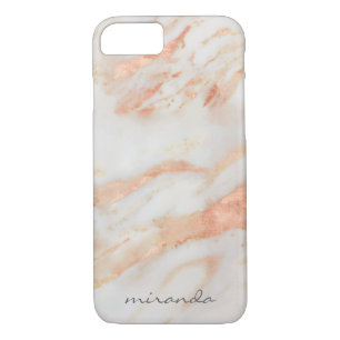 Funda Para iPhone 8/7 Mármol rosa y blanco de moda con nombre