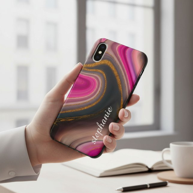 Funda De Case-Mate Para iPhone Mármol Rosa y Dorado Monograma (Subido por el creador)