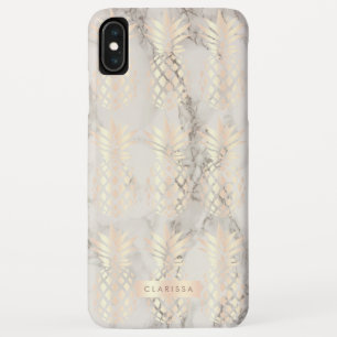 Funda Para iPhone XS Max Mármol subió cobre bonito de la piña del oro de