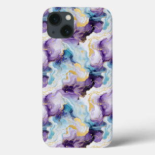 Funda Para iPhone 13 Mármol turquesa y púrpura
