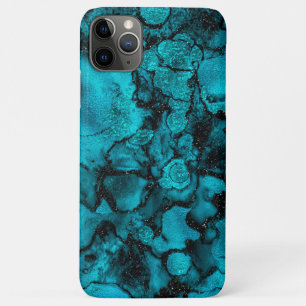 Funda Para iPhone 11 Pro Max Mármol verde azul de Esmeralda con Purpurina