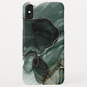 Funda Para iPhone XS Max Mármol verde esmeralda y oro, fondo de mármol