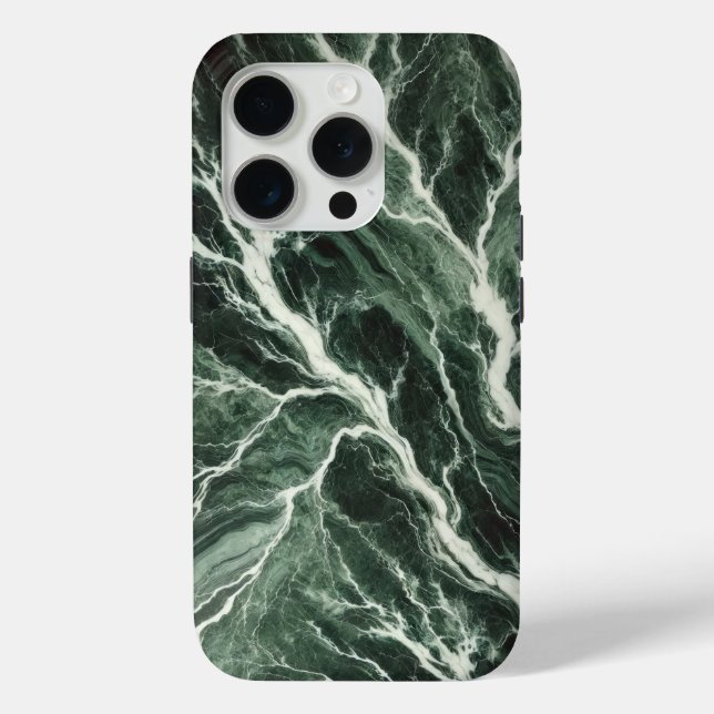 Funda De Case-Mate Para iPhone Mármol verde forestal con venas blancas (Reverso )
