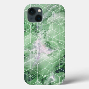 Funda Para iPhone 13 Mármol verde geométrico