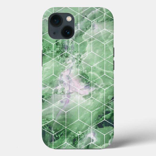 Funda De Case-Mate Para iPhone Mármol verde geométrico (Reverso )