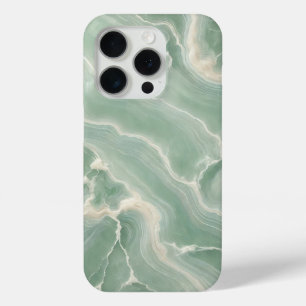 Funda Para iPhone 15 Pro Mármol verde suave con venas blancas