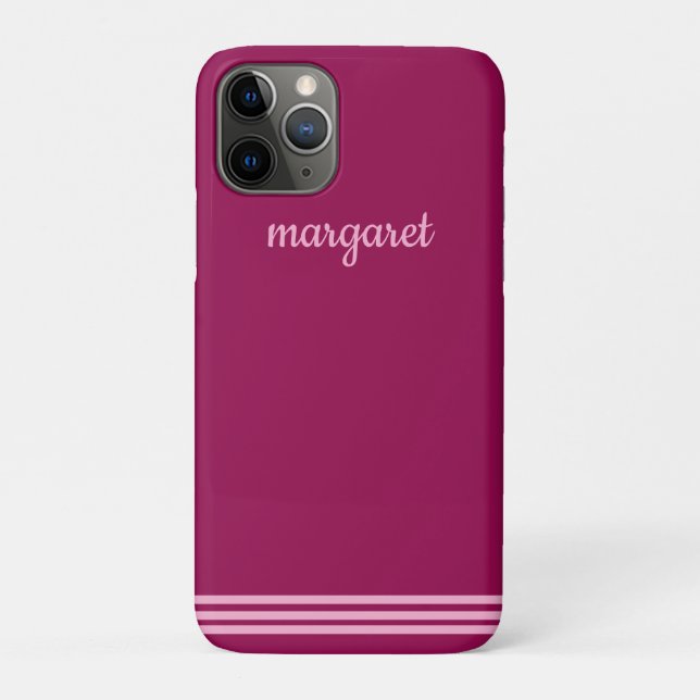 Funda De Case-Mate Para iPhone Maroon Dusky personalizado con bandas rosadas (Reverso)