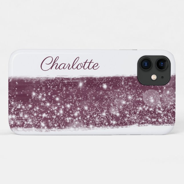 Funda De Case-Mate Para iPhone Maroon Red Purpurina Nombre Paint Streak (Reverso (horizontal))